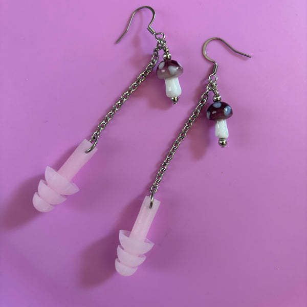 "Mushroom" Earplug Earrings