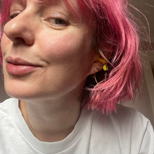"Happy" Earplug Earrings