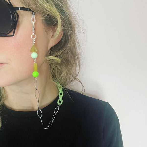 "Lean Into Green" Mask/Glasses Chain