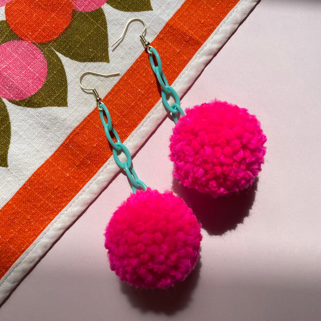 "Beach Bound" Pom Pom Earrings
