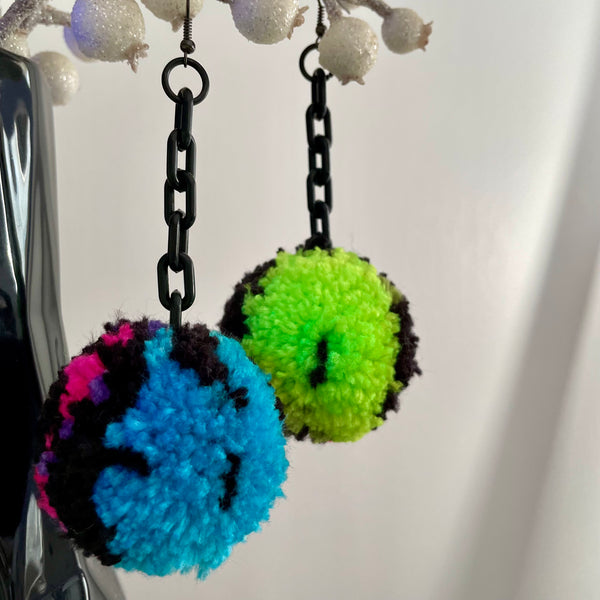 "Neon Mix" Pom Pom Earrings