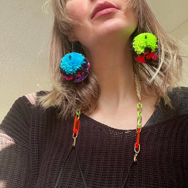 "Neon Mix" Pom Pom Earrings