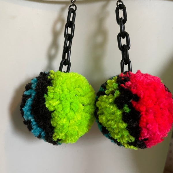 "Neon Mix" Pom Pom Earrings
