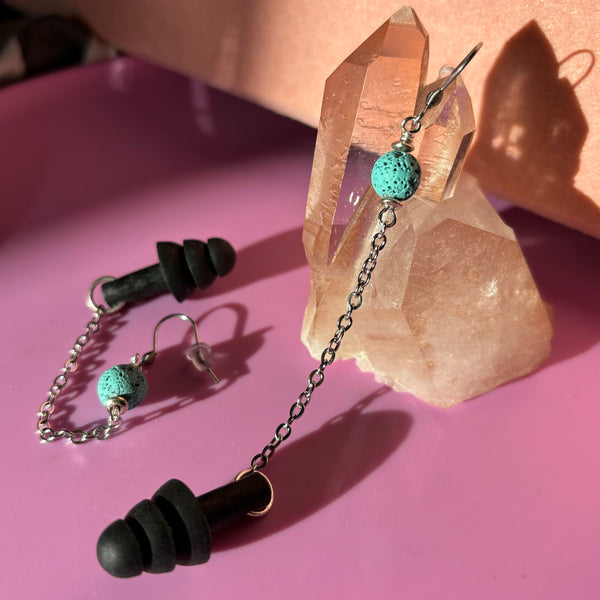 "Lava Sphere" Earplug Earrings