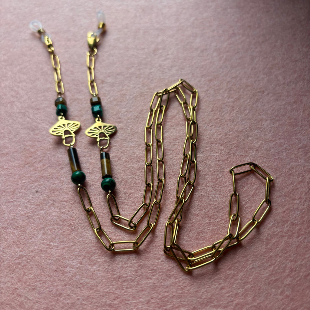 "Mushrooms and Malachite" Mask/Glasses Chain