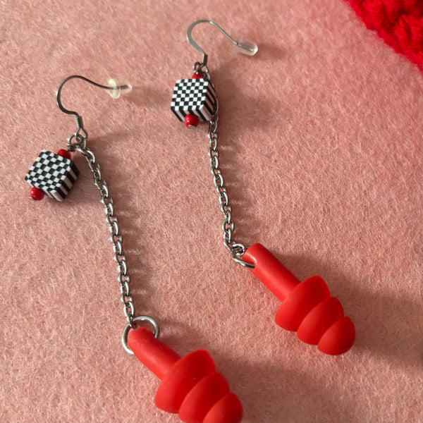 "Check Mate" Earplug Earrings