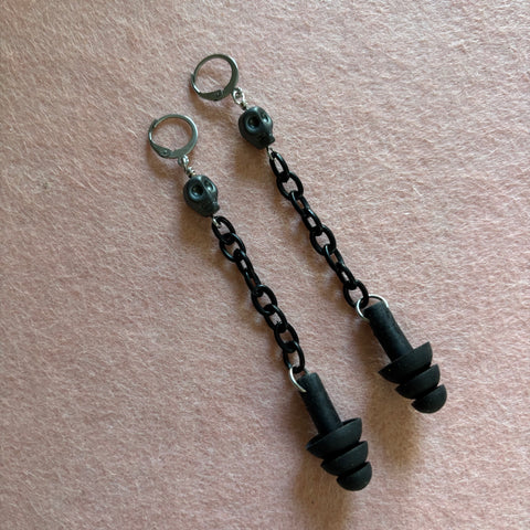 "Let's Rock" Skull Earplug Earrings