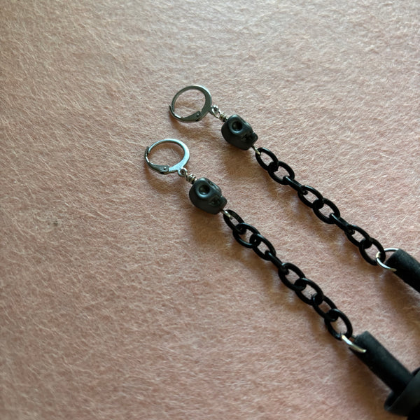 "Let's Rock" Skull Earplug Earrings