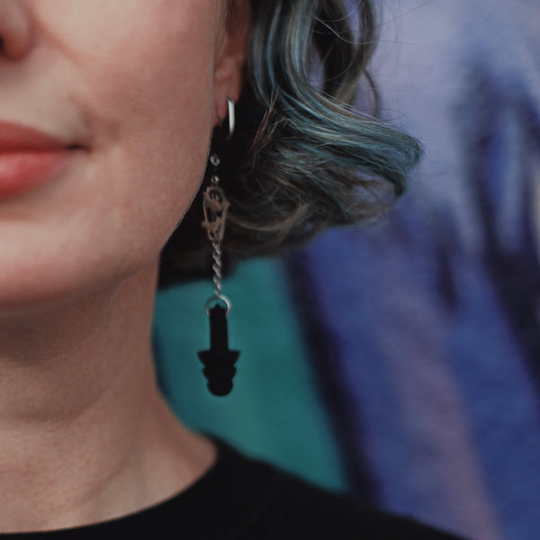 "Coffin" Earplug Earrings