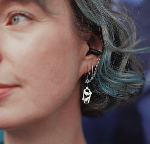 "Coffin" Earplug Earrings